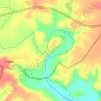 Mappa topografica Naldurg Fort, altitudine, rilievo
