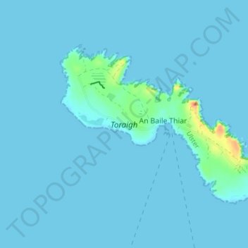 Mappa topografica Tory Island, altitudine, rilievo