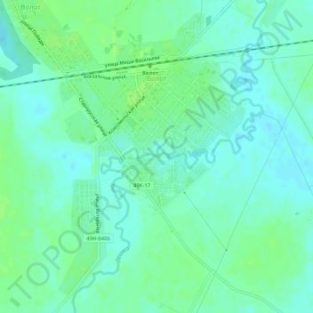 Mappa topografica Волот, altitudine, rilievo