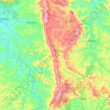 Mappa topografica Serra da Moeda, altitudine, rilievo