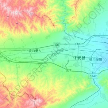 Mappa topografica 西洋河, altitudine, rilievo