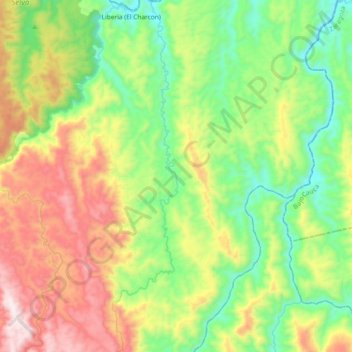 Mappa topografica Río Tenche, altitudine, rilievo