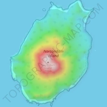 Mappa topografica Narcondam Island, altitudine, rilievo