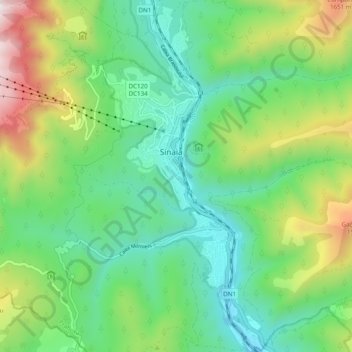 Mappa topografica Sinaia, altitudine, rilievo