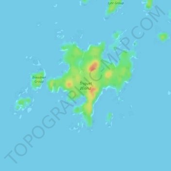 Mappa topografica Triquet Island, altitudine, rilievo