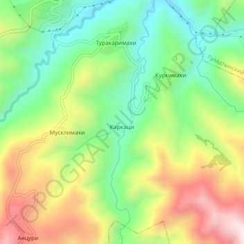 Mappa topografica Каркаци, altitudine, rilievo