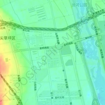 Mappa topografica 金桥公园, altitudine, rilievo