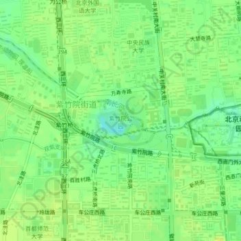 Mappa topografica 紫竹院公园, altitudine, rilievo