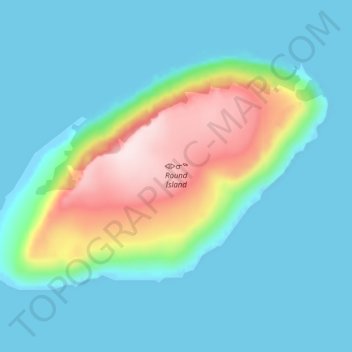 Mappa topografica Round Island, altitudine, rilievo