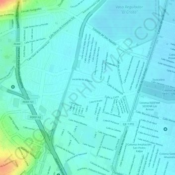 Mappa topografica parque bosques de echegaray, altitudine, rilievo