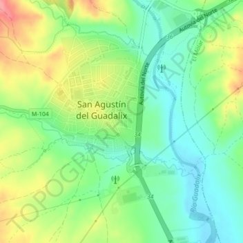 Mappa topografica Parque Río Guadalix, altitudine, rilievo