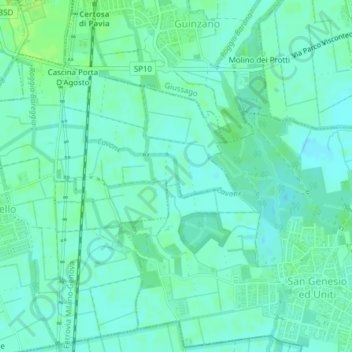 Mappa topografica Cavone, altitudine, rilievo