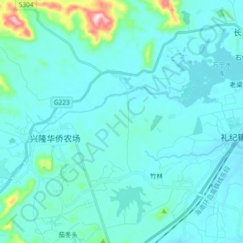 Mappa topografica 太阳河, altitudine, rilievo
