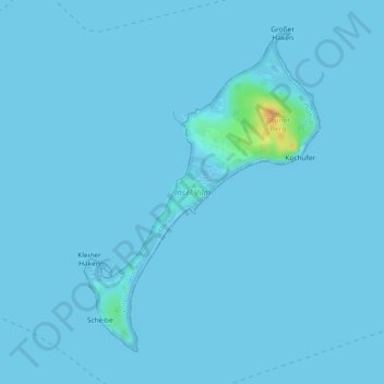Mappa topografica Insel Vilm, altitudine, rilievo