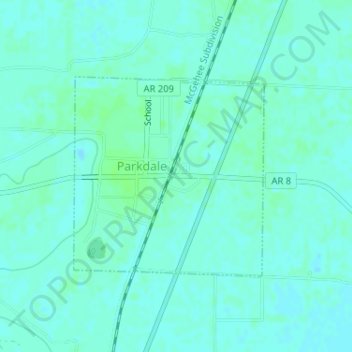 Mappa topografica Parkdale, altitudine, rilievo