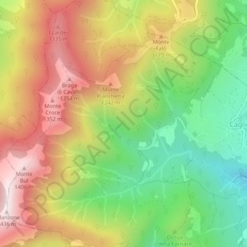 Mappa topografica Valle Sassina, altitudine, rilievo