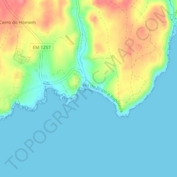 Mappa topografica Praia do Zavial, altitudine, rilievo