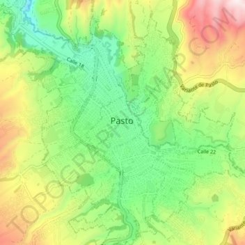 Mappa topografica Pasto, altitudine, rilievo