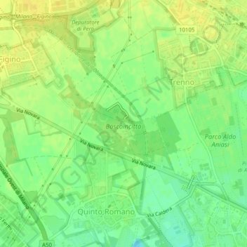 Mappa topografica Boscoincittà, altitudine, rilievo