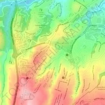 Mappa topografica Huixquilucan, altitudine, rilievo