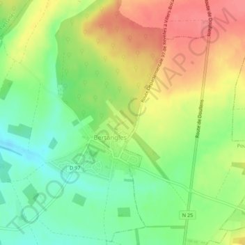 Mappa topografica Château de Bertangles, altitudine, rilievo