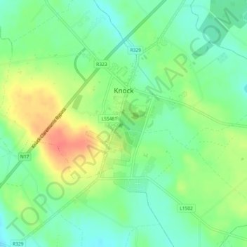 Mappa topografica Knock, altitudine, rilievo