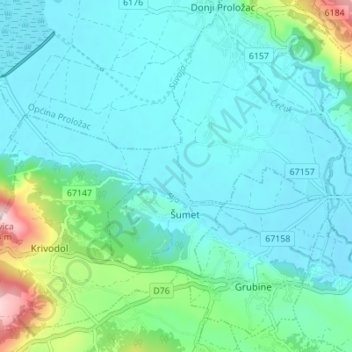 Mappa topografica Sija, altitudine, rilievo