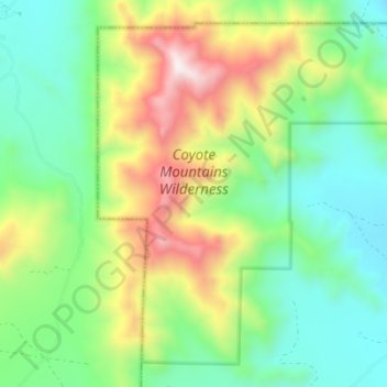 Mappa topografica Coyote Mountains Wilderness Area, altitudine, rilievo