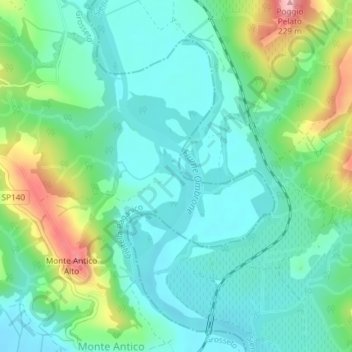 Mappa topografica Fiume Ombrone, altitudine, rilievo