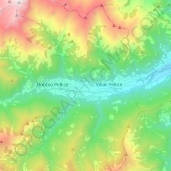Mappa topografica Val Pellice, altitudine, rilievo