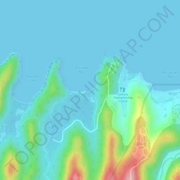 Mappa topografica Paniman Beach, altitudine, rilievo