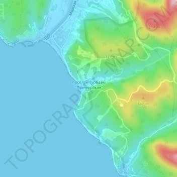 Mappa topografica посёлок турбазы "Приморская", altitudine, rilievo