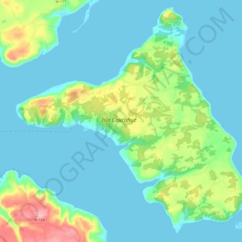 Mappa topografica Isla Caucahué, altitudine, rilievo
