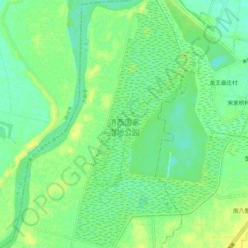 Mappa topografica 济西国家湿地公园, altitudine, rilievo