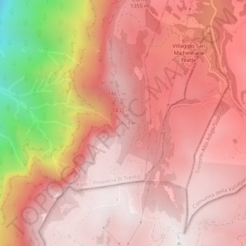 Mappa topografica Denti della Sega di Ala, altitudine, rilievo