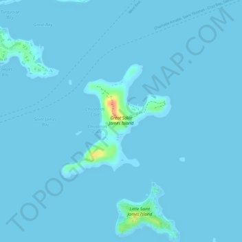 Mappa topografica Great Saint James Island, altitudine, rilievo