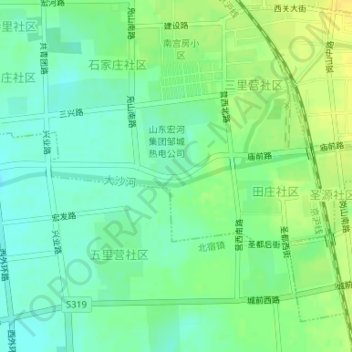 Mappa topografica 大沙河, altitudine, rilievo