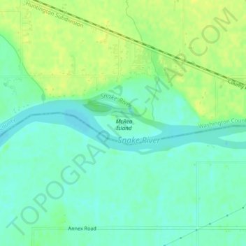 Mappa topografica Snake River, altitudine, rilievo