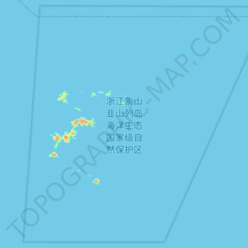 Mappa topografica 浙江象山韭山列岛海洋生态国家级自然保护区, altitudine, rilievo