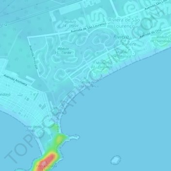 Mappa topografica Praia de São Lourenço, altitudine, rilievo