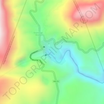 Mappa topografica Grutas de Cacahuamilpa, altitudine, rilievo