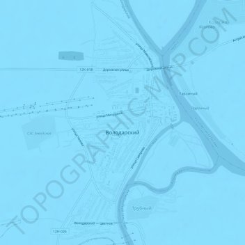 Mappa topografica Volodarsky, altitudine, rilievo