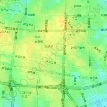 Mappa topografica 中心花园, altitudine, rilievo