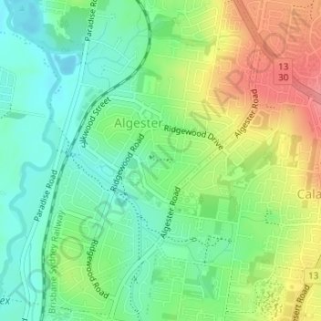 Mappa topografica Timberland Park, altitudine, rilievo