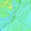 Mappa topografica Vauxhall Pleasure Gardens, altitudine, rilievo