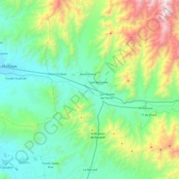 Mappa topografica Huaura, altitudine, rilievo
