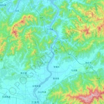 Mappa topografica 兰江, altitudine, rilievo