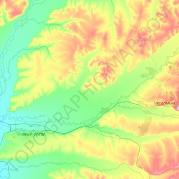 Mappa topografica Ургал, altitudine, rilievo