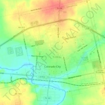 Mappa topografica Colorado City, altitudine, rilievo