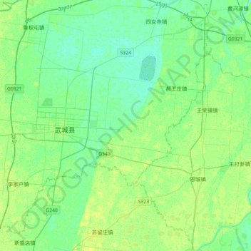 Mappa topografica 南水北调东线, altitudine, rilievo